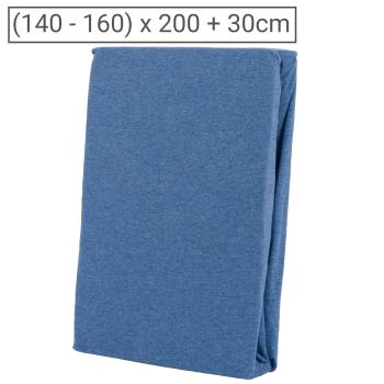 Premium Jersey Melange Fixleintuch - 100% Baumwolle - Atmungsaktiv & Hautschonend - Jeansblau - 140-160 x 200 + 30 cm - Öko-Tex Standard 100