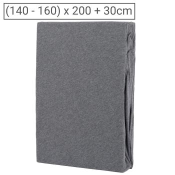Premium Jersey Melange Fixleintuch - 100% Baumwolle, anthrazit, 140-160x200+30cm - Öko-Tex Standard 100 - atmungsaktiv, rundumgummizug, waschbar