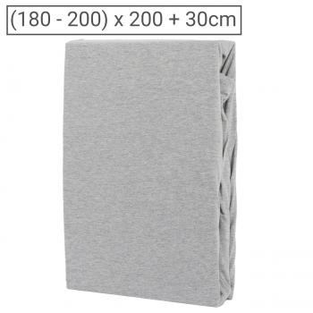 Premium Jersey Melange Fixleintuch - 100% Baumwolle, grau, atmungsaktiv & weich - OEKO-TEX Standard 100 - für Matratzen 180-200 x 200 + 30 cm