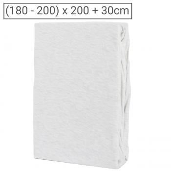 Premium Jersey Melange Fixleintuch - 100% Baumwolle, Öko-Tex Standard 100 - Silber, 180-200 x 200 + 30 cm, atmungsaktiv, Rundumgummizug, waschbar