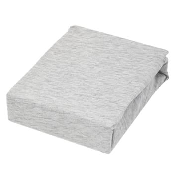 Preview: Premium Jersey Melange Fixleintuch - 100% Baumwolle, atmungsaktiv, hautfreundlich, Öko-Tex Standard 100 - Silber, 180-200x200-220+40 cm, waschbar bis 60 °C
