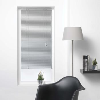 Jalousie aus Aluminium, mit Schnurzug und Wendestab, silber, 90 x 180 cm