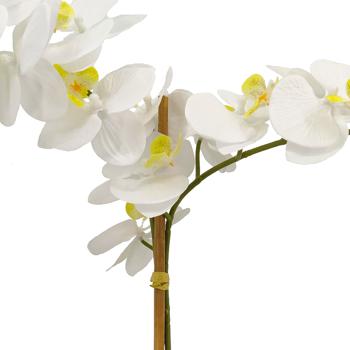 Preview: Seiden-Orchidee im Topf - Pflegeleichte Kunstpflanze mit 10 weissen Blüten - Detailgetreu, 61cm hoch, Polyester - Ideal für alle Räume