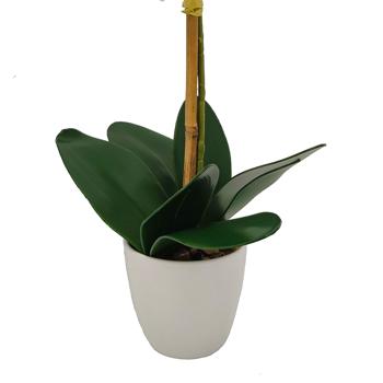 Preview: Seiden-Orchidee im Topf - Pflegeleichte Kunstpflanze mit 10 weissen Blüten - Detailgetreu, 61cm hoch, Polyester - Ideal für alle Räume