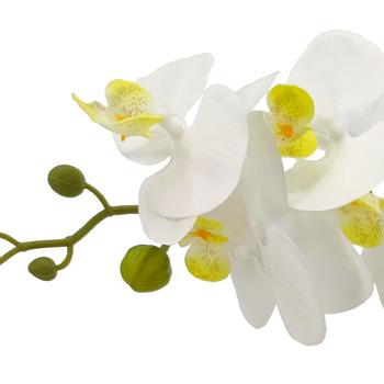 Preview: Seiden-Orchidee im Topf - Pflegeleichte Kunstpflanze mit 10 weissen Blüten - Detailgetreu, 61cm hoch, Polyester - Ideal für alle Räume