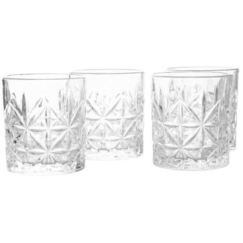 Preview: Whiskygläser 4er-Set - Edles Schliffdesign für Whisky, Sherry & Likör - je 230 ml, 7,5x7,5x8 cm - Stilvolle Hausbar-Erweiterung & Geschenkidee
