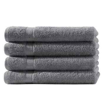 4er-Set Gästetücher - luxuriöse 100% Baumwolle, 30x50 cm, Anthrazit - kuschelweich, saugstark, 2 Bordüren - hautfreundlich, waschbar 60°