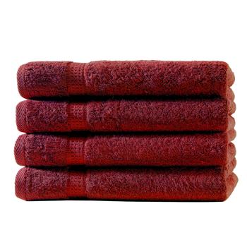 4er-Set Gästetücher 30x50 cm - Luxuriöse 100% Baumwolle - Kuschelweich, saugstark, schnelltrocknend - Mit 2 Bordüren, bordeauxrot - waschbar 60°, trocknergeeignet