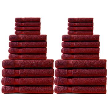Handtuchset 24-tlg. bordeaux - 8x Gäste-, 8x Hand-, 8x Duschtücher 100% Baumwolle - Kuschelweich, saugstark, 500 g/m², maschinenwaschbar