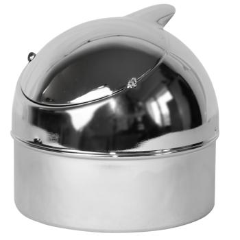 Aschenbecher mit Klappe - Edles Design, Geruchsdicht & Hygienisch - Verchromtes Metall, Ø 9 cm - Für Innen- & Aussenbereich, Gastronomie geeignet