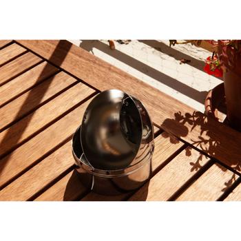 Preview: Aschenbecher mit Klappe - Edles Design, Geruchsdicht & Hygienisch - Verchromtes Metall, Ø 9 cm - Für Innen- & Aussenbereich, Gastronomie geeignet