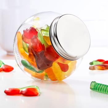 Preview: Bonboniere Glas mit Metall-Schraubverschluss - Luftdichte Aufbewahrung für Süssigkeiten, Kekse & Müsli - 470 ml - Transparente Frischhaltedose für Küche & Bar