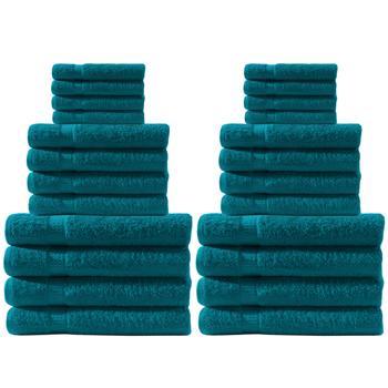 Handtuchset 24-teilig - Luxus 500 g/m² Baumwolle, Petrol - 8x Gäste-, 8x Hand-, 8x Duschtücher - Kuschelweich & Saugstark - bis 60° waschbar