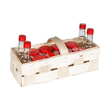 Preview: Charmantes Einmachgläser Set, 13-teilig, mit Holzkorb – Dekorative Flaschen und Marmeladengläser, für stilvolle Aufbewahrung