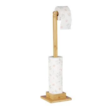 Toilettenpapierhalter Bambus - Stehender WC-Papier Ständer für 6 Rollen - Bohrfrei, feuchtigkeitsresistent, 71,5x23,5x19cm - Braun