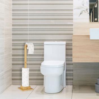 Preview: Toilettenpapierhalter Bambus - Stehender WC-Papier Ständer für 6 Rollen - Bohrfrei, feuchtigkeitsresistent, 71,5x23,5x19cm - Braun