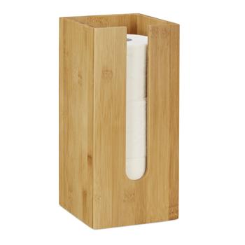 WC-Papier Halter aus Bambus - Ersatzrollenständer stehend mit Platz für 3 Rollen - Kein Bohren - Modernes Design - 33x15x15cm Braun