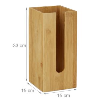 Preview: WC-Papier Halter aus Bambus - Ersatzrollenständer stehend mit Platz für 3 Rollen - Kein Bohren - Modernes Design - 33x15x15cm Braun