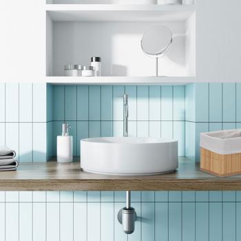 Preview: 6er Bambus Aufbewahrungskorb Set - 4 Grössen - Stoffbezug, Natur - Stapelbar mit Griffen - Ideal für Wohnzimmer, Bad, Kinderzimmer