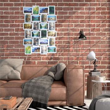 Preview: Bilderrahmen Collage für 24 Fotos - Multi Fotorahmen zum Aufhängen Hoch-/Querformat - Weiss - 59x86x2,5cm - Kunststoff/MDF - Ideal für Erinnerungen