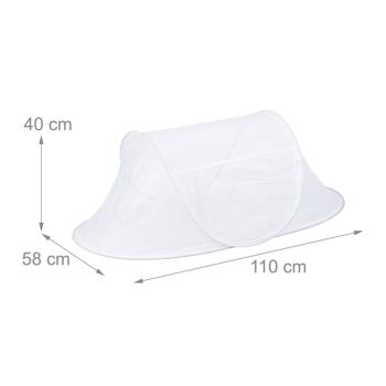 Preview: Fliegenhaube für Essen mit Boden - Pop-Up Prinzip, Schutz vor Insekten & Ungeziefer - Weiss, Polyester 40x110x58cm - Kuchen- & Grillgutabdeckung