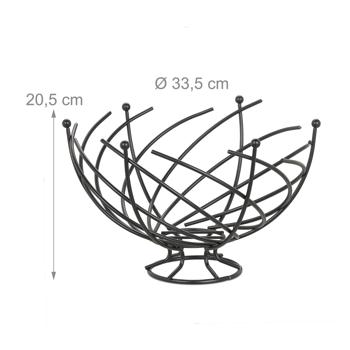 Preview: Obstkorb gefertigt aus Eisen, Obstschale in dekorativer Form, schwarz, 20,5 x 33,5 cm
