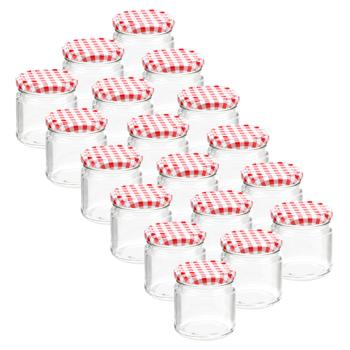 18er-Set Einmachgläser mit Schraubdeckel - Sturzgläser im klassischen Karo-Muster für Einwecken, Konservieren & Verschenken - 210 ml, BPA-frei