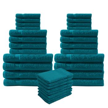 32-teiliges Handtuch-Set Frottee - Petrol - 100% Baumwolle - Flauschig weich, saugstark, strapazierfähig & pflegeleicht - 500g/m² - Waschbar 60°