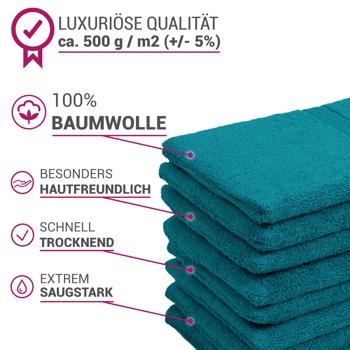 Preview: 32-teiliges Handtuch-Set Frottee - Petrol - 100% Baumwolle - Flauschig weich, saugstark, strapazierfähig & pflegeleicht - 500g/m² - Waschbar 60°