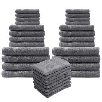 32-teiliges Handtuch-Set Frottee Anthrazit - Weich & Saugstark für Bad & Wellness - 100% Baumwolle, 500 g/m², 60° Waschbar