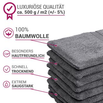 Preview: 32-teiliges Handtuch-Set Frottee - Flauschig weich, saugstark & langlebig - 100% Baumwolle, 500g/m², anthrazit - Waschbar 60°, trocknergeeignet