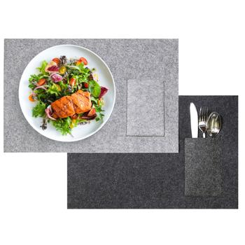 Filz-Tischset mit Tasche, grau, 45 x 30 cm – Rechteckiges Platzdeckchen, praktisches Design, moderne Tischdeko