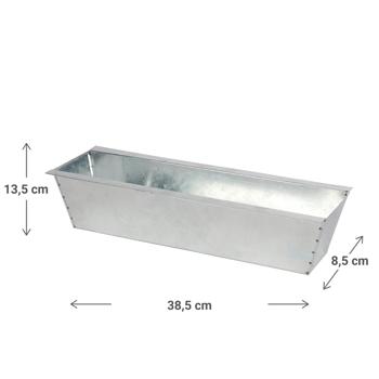 Preview: Pflanzkasten für Europaletten - Blumenkübel aus verzinktem Metall - vertikaler Garten, Sichtschutz, Deko - 38,5x13,5x8,5cm - 3 Wasserablauflöcher