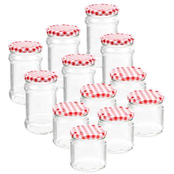 12er-Set Einmachgläser mit Schraubdeckel, Sturzgläser Karo 6 x 210 ml und 6 x 315 ml