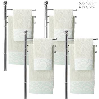 Preview: 8er-Set Handtücher 100% Baumwolle - Flauschig & saugstark - Handtuch 60x100cm (4x) & Gästetuch 40x60cm (4x) - Grün - Edles Muster - 350 g/m²