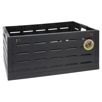 Klappbox aus Kunststoff - Robuste Faltkiste mit Grifföffnungen & Klappmechanismus - Platzsparend, 60x39x27.5 cm, 100% recycelbar, schwarz