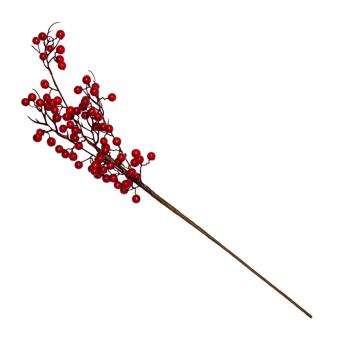 Preview: 3er-Set Kunstblume Beerenzweig Polyester, PE, Draht, rot und natur, ca 66 cm