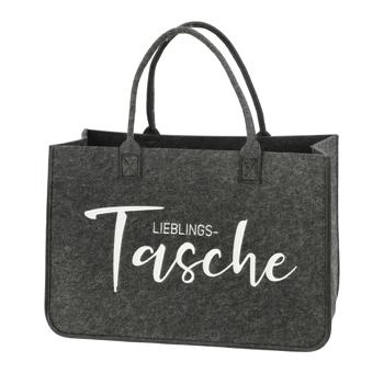 Filztasche Lieblingstasche Stickerei - Stylische Einkaufstasche mit Henkeln - Robust, langlebig, 49x34x27 cm, 5mm Materialstärke - Ideal für Alltag, Picknick