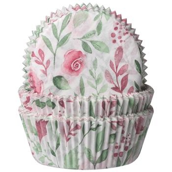 Muffinförmchen Rosen 60er-Set - Cupcake Formen Pergamentersatz lebensmittelecht fettdicht - je 5x2,5 cm - Backfest bis 220°C - Made in Germany