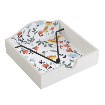 Serviettenhalter Holz mit Blumenmuster - Eleganter Serviettenspender für Tischdekoration & Geschenk - 18x18x7cm - Schützt Servietten vor Staub