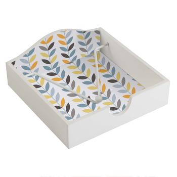 Serviettenhalter Holz - Serviettenspender mit elegantem Pflanzenmuster - 18x18x7 cm - Schützt Servietten - Einfach nachfüllbar - Ideal als Geschenk