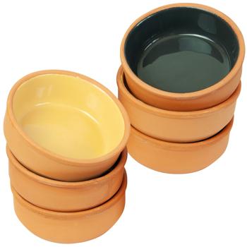 Preview: Tapas Schalen 6er-Set aus Terracotta - Modernes Design in 3 Farben - Ideal für Snacks & Suppen - Ø 12x4cm - Robust & Spülmaschinenfest