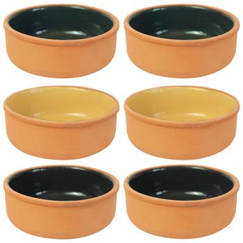 Tapas Schalen 6er-Set aus Terracotta - Modernes Design in 3 Farben - Ideal für Snacks & Suppen - Ø 12x4cm - Robust & Spülmaschinenfest
