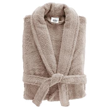 Bademantel Frottee - Saunamantel für Sie & Ihn - Hellbraun, Einheitsgrösse - Weiche Baumwolle, Saugstark, Hautfreundlich, Kragen, Taschen, verstellbar