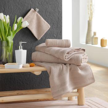 Preview: Bademantel Frottee - Saunamantel für Sie & Ihn - Hellbraun, Einheitsgrösse - Weiche Baumwolle, Saugstark, Hautfreundlich, Kragen, Taschen, verstellbar