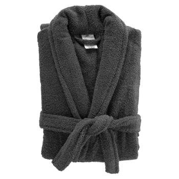 Bademantel Frottee - Saunamantel für Damen & Herren - Dunkelgrau - Einheitsgrösse mit verstellbarer Taille - 100% Baumwolle - Weich, flauschig & saugstark