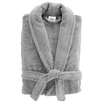 Bademantel Frottee - Saunamantel für Sie & Ihn, luxuriöse Baumwolle - grau, Einheitsgrösse mit verstellbarer Taille - weich, flauschig & saugstark