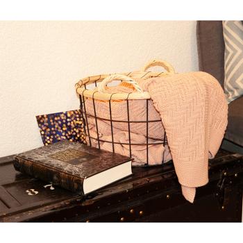 Preview: Elegantes 3er-Set Drahtkörbe mit Bambus-Rand, Ø 35/30/26cm – Dekorative & Robuste Aufbewahrungslösung – Moderner Hingucker