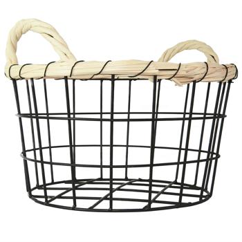 Preview: Elegantes 3er-Set Drahtkörbe mit Bambus-Rand, Ø 35/30/26cm – Dekorative & Robuste Aufbewahrungslösung – Moderner Hingucker