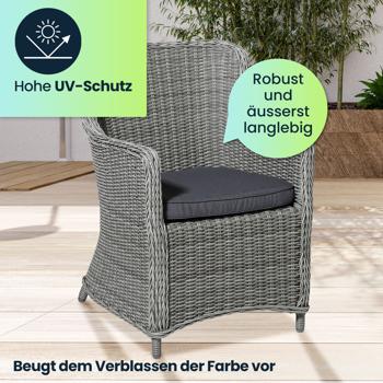Preview: Bequemes Outdoor-Stuhlkissen (48x48cm, Grau): Komfortables Sitzkissen für Garten- & Essstühle, Made in Europe – für entspannte Stunden im Freien